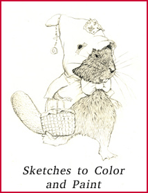 Print some coloring pages of funny animals Jim Harris sketched in the process of creating his picture books.  